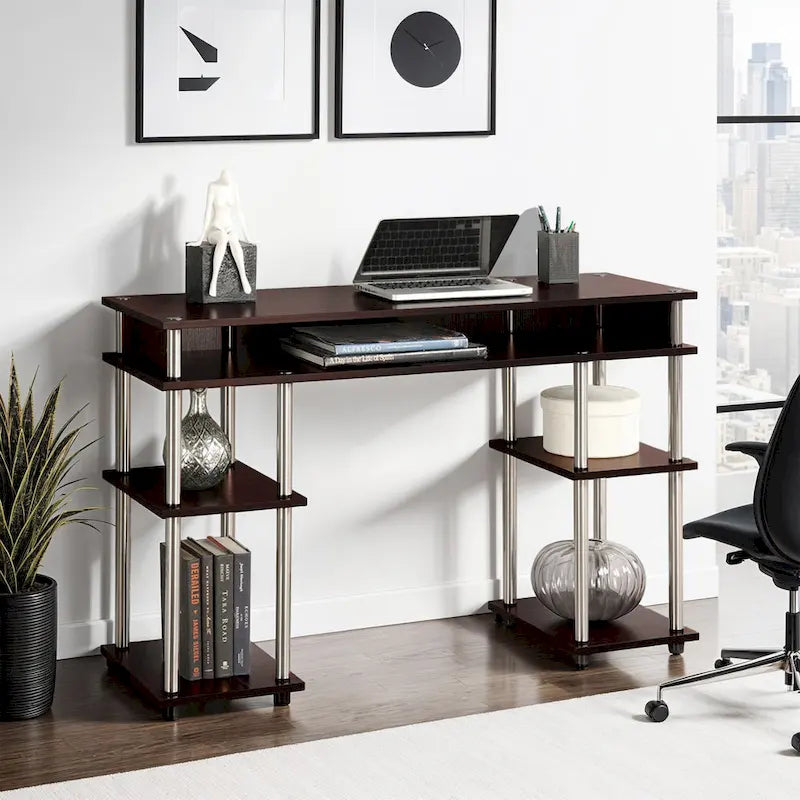 Bureau d'étudiant avec étagères Designs2Go No Tools de Convenience Concepts