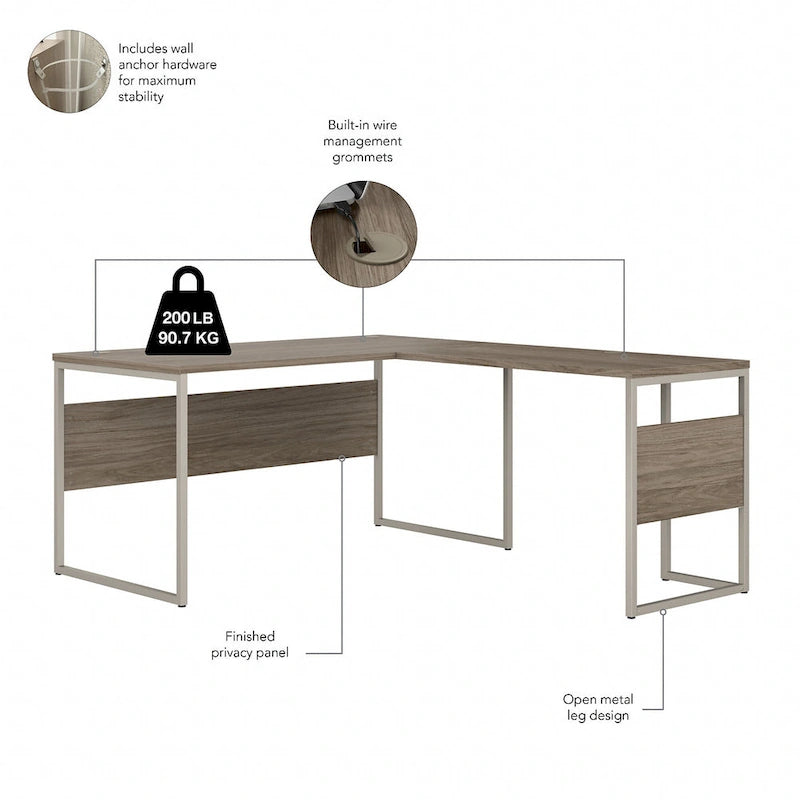 Bureau d'angle en L Hybrid 60 po L x 30 po P de Bush Business Furniture