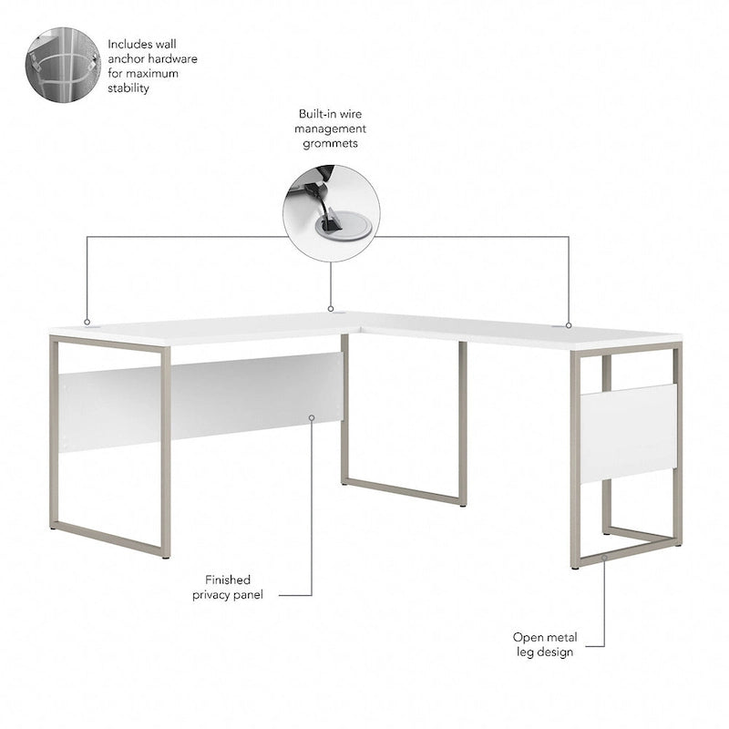 Bureau d'angle en L Hybrid 60 po L x 30 po P de Bush Business Furniture