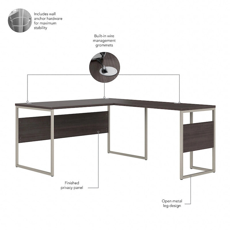 Bureau d'angle en L Hybrid 60 po L x 30 po P de Bush Business Furniture