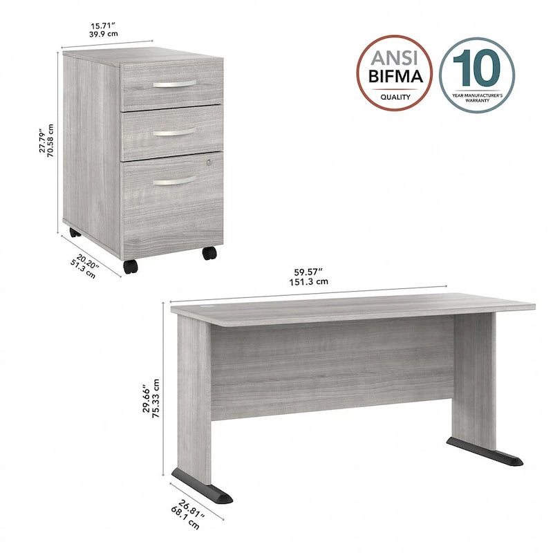 Bureau d'ordinateur Studio A 60W avec tiroirs par Bush Business Furniture