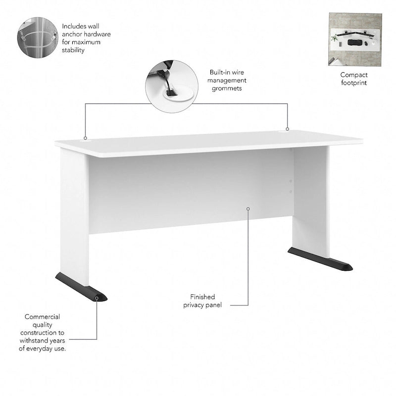 Bureau d'ordinateur Studio A 60W avec tiroirs par Bush Business Furniture