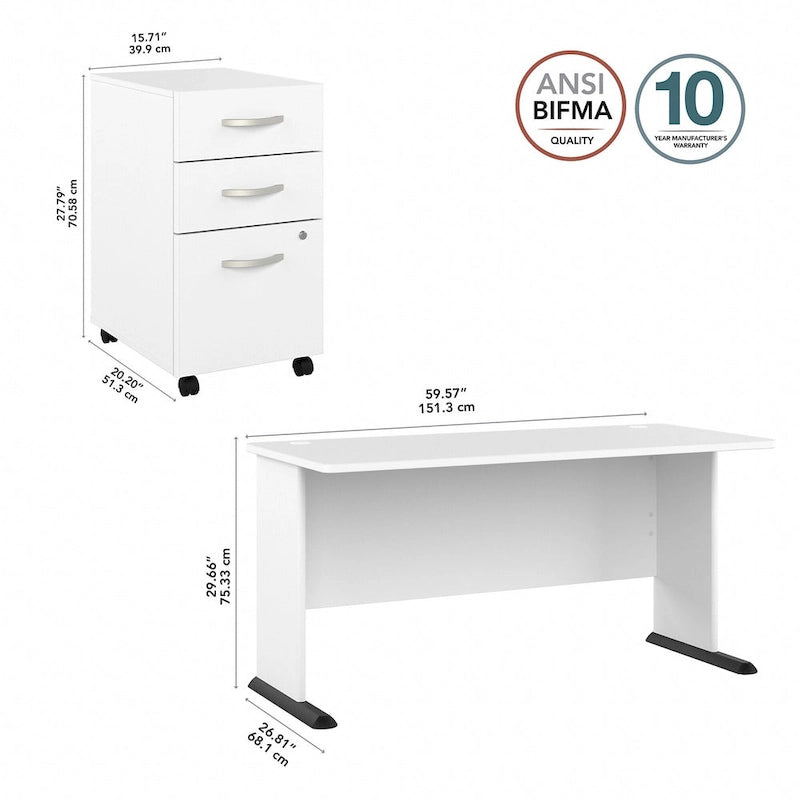 Bureau d'ordinateur Studio A 60W avec tiroirs par Bush Business Furniture
