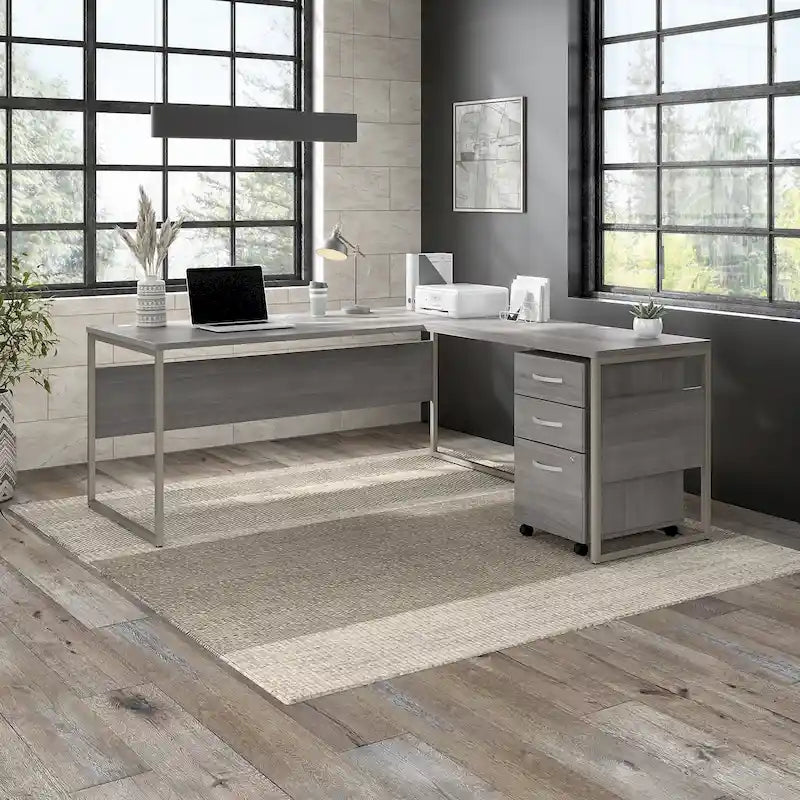 Bureau d'angle hybride en L de 72 W avec tiroirs de Bush Business Furniture