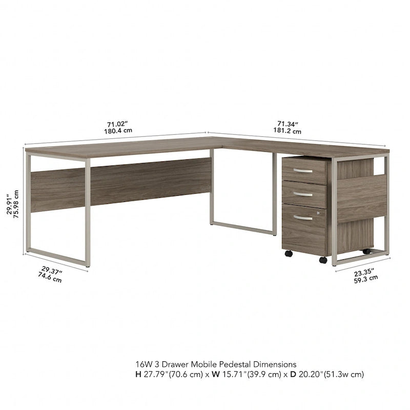 Bureau d'angle hybride en L de 72 W avec tiroirs de Bush Business Furniture