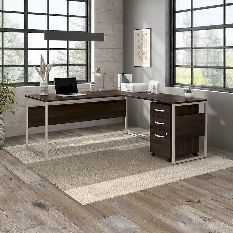Bureau d'angle hybride en L de 72 W avec tiroirs de Bush Business Furniture