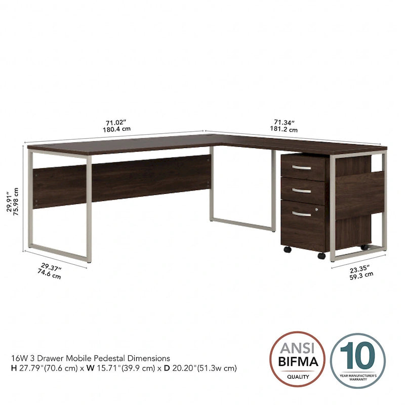 Bureau d'angle hybride en L de 72 W avec tiroirs de Bush Business Furniture
