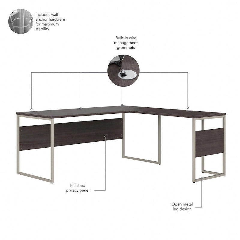Bureau d'angle hybride en L de 72 W avec tiroirs de Bush Business Furniture