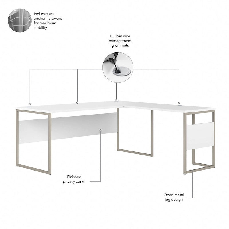 Bureau d'angle hybride en L de 72 W avec tiroirs de Bush Business Furniture