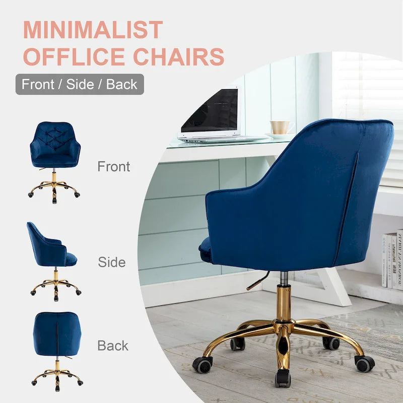 Fauteuil coquille pivotant en velours pour salon, chaise de bureau