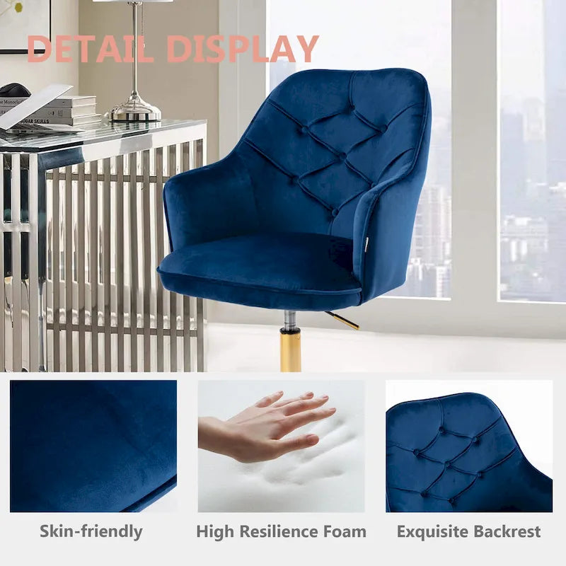 Fauteuil coquille pivotant en velours pour salon, chaise de bureau