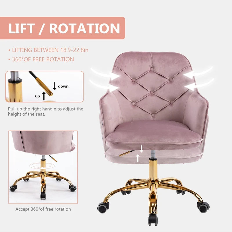 Fauteuil coquille pivotant en velours pour salon, chaise de bureau
