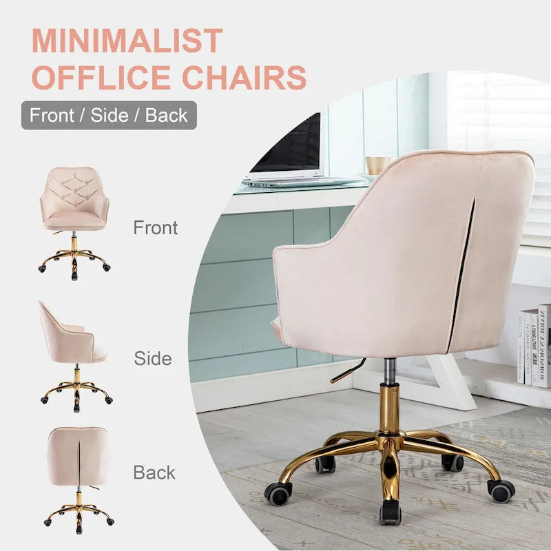 Fauteuil coquille pivotant en velours pour salon, chaise de bureau