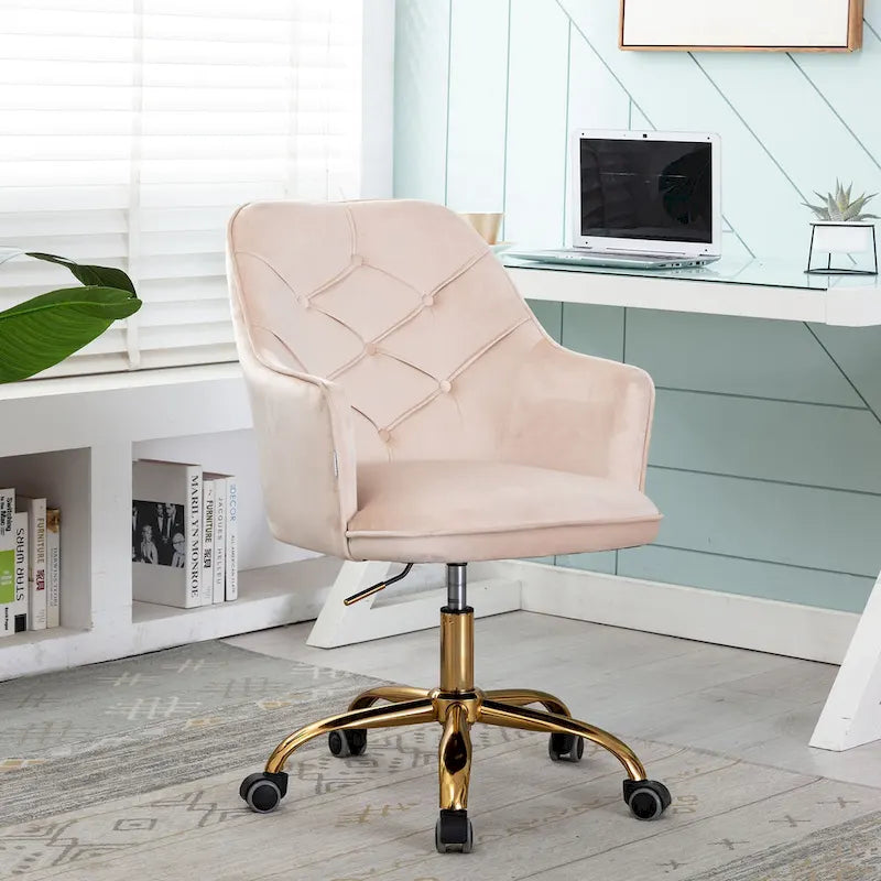 Fauteuil coquille pivotant en velours pour salon, chaise de bureau