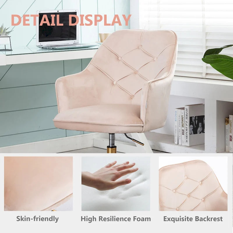 Fauteuil coquille pivotant en velours pour salon, chaise de bureau