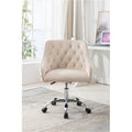 Chaise de bureau moderne en velours, réglable en hauteur, à dossier mi-haut avec pieds argentés