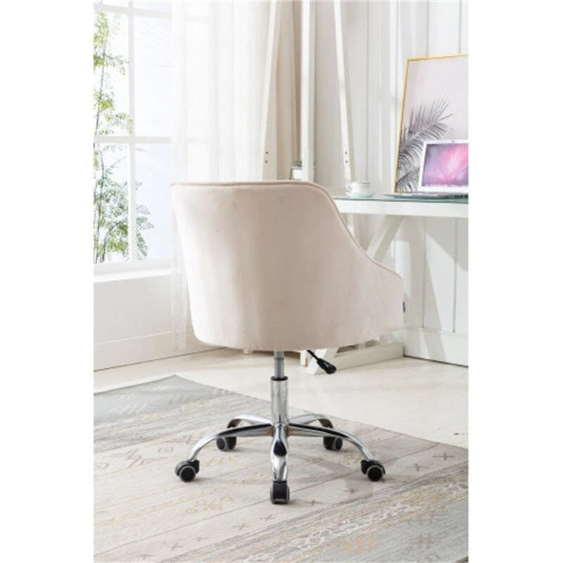 Chaise de bureau moderne en velours, réglable en hauteur, à dossier mi-haut avec pieds argentés