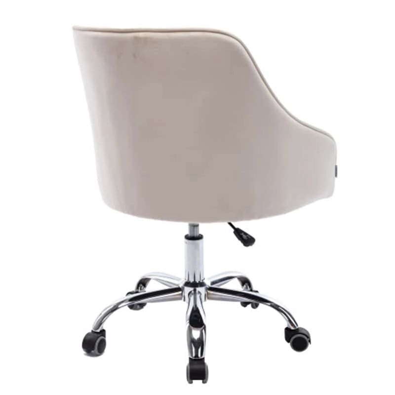 Chaise de bureau moderne en velours, réglable en hauteur, à dossier mi-haut avec pieds argentés