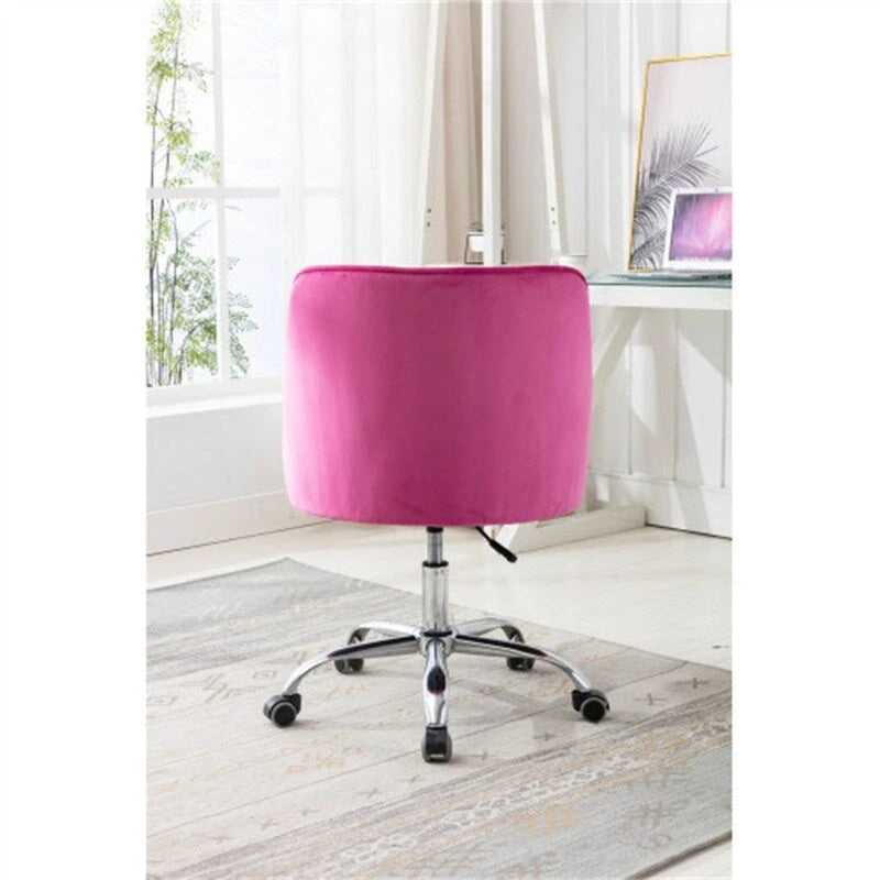 Chaise de bureau moderne en velours, réglable en hauteur, à dossier mi-haut avec pieds argentés