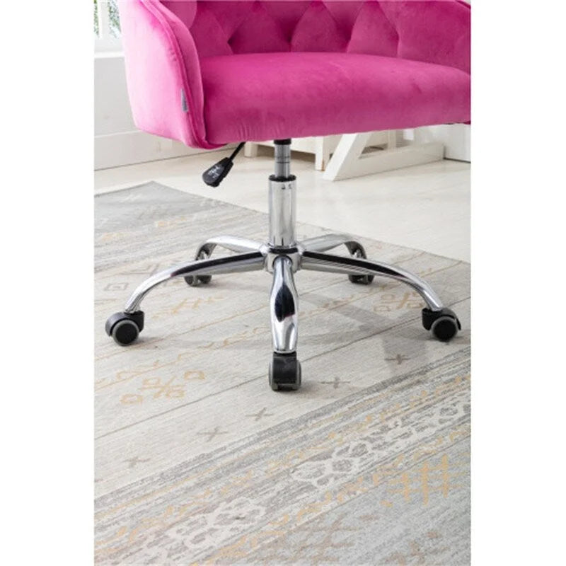 Chaise de bureau moderne en velours, réglable en hauteur, à dossier mi-haut avec pieds argentés