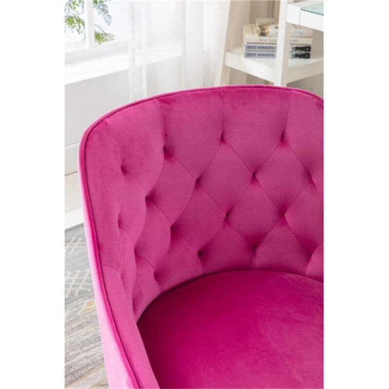 Chaise de bureau moderne en velours, réglable en hauteur, à dossier mi-haut avec pieds argentés