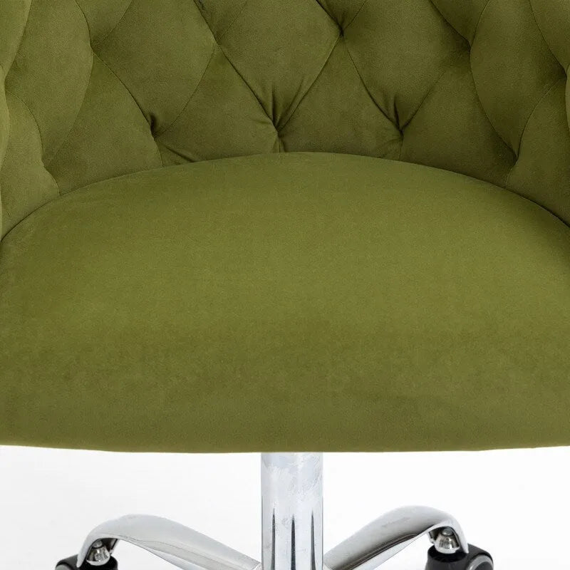 Chaise de bureau moderne en velours, réglable en hauteur, à dossier mi-haut avec pieds argentés