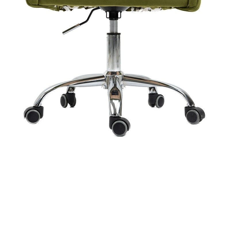 Chaise de bureau moderne en velours, réglable en hauteur, à dossier mi-haut avec pieds argentés