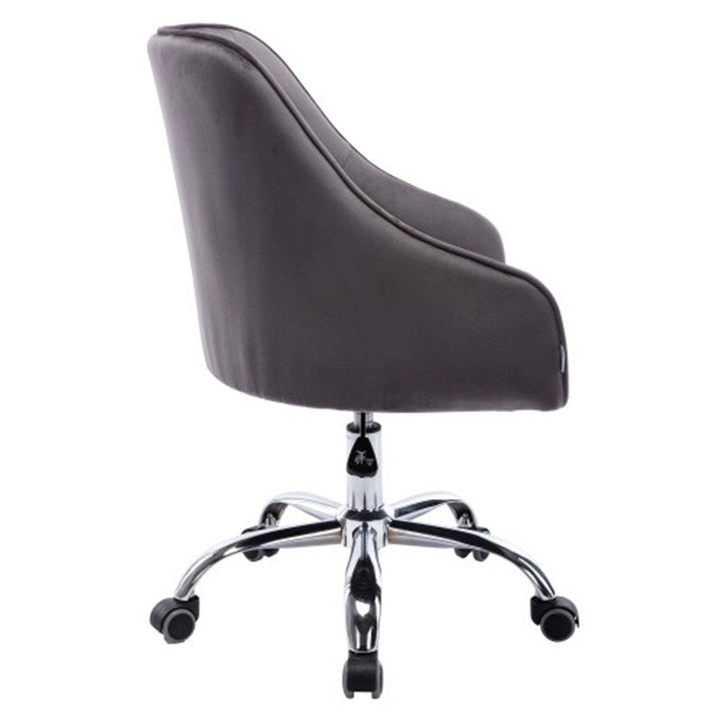 Chaise de bureau moderne en velours, réglable en hauteur, à dossier mi-haut avec pieds argentés
