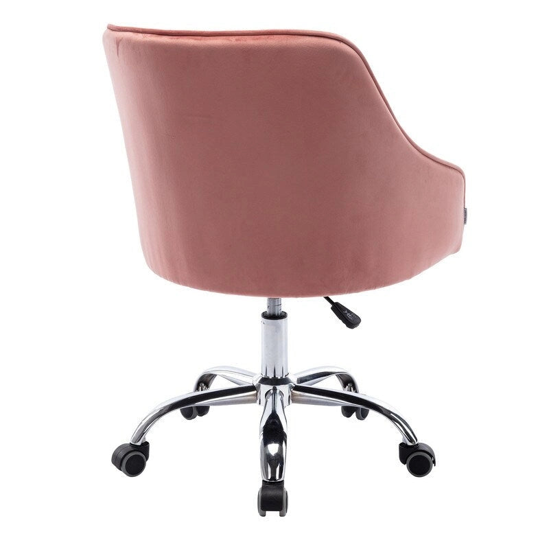 Chaise de bureau moderne en velours, réglable en hauteur, à dossier mi-haut avec pieds argentés
