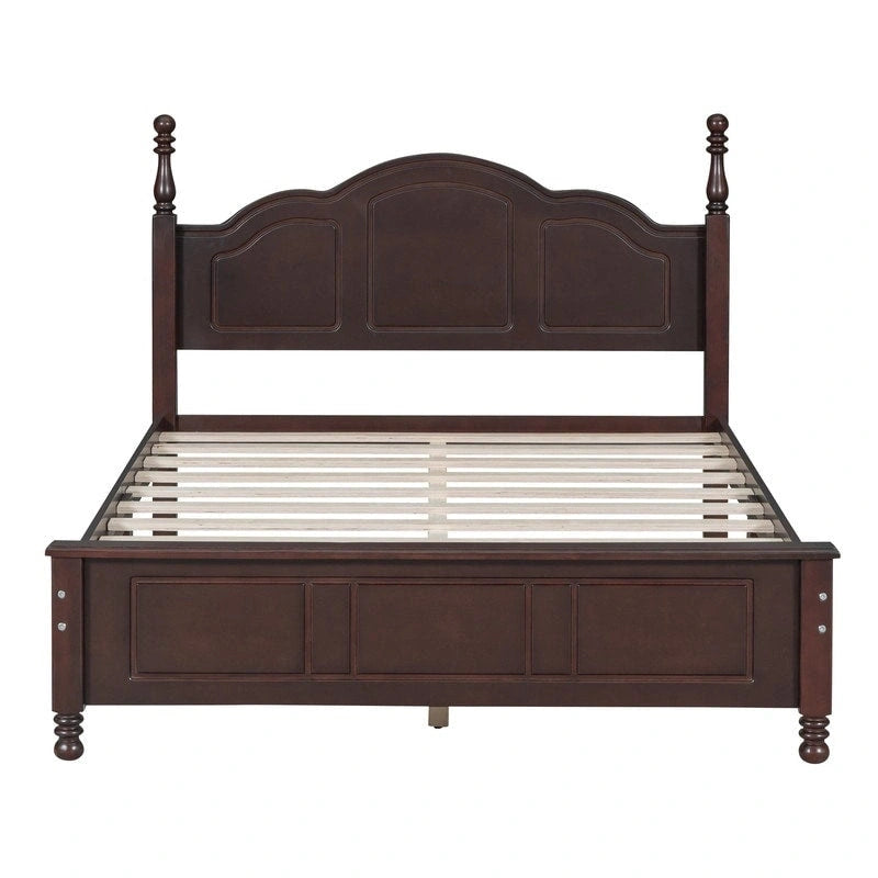 Ensemble de lit plateforme en bois au design rétro Queen/Full avec 2 tables de chevet, 3 pièces
