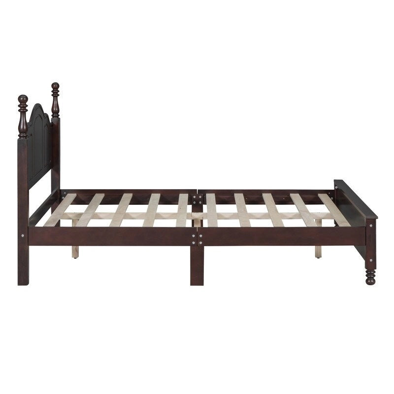 Ensemble de lit plateforme en bois au design rétro Queen/Full avec 2 tables de chevet, 3 pièces