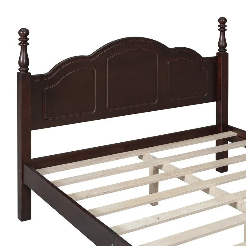 Ensemble de lit plateforme en bois au design rétro Queen/Full avec 2 tables de chevet, 3 pièces
