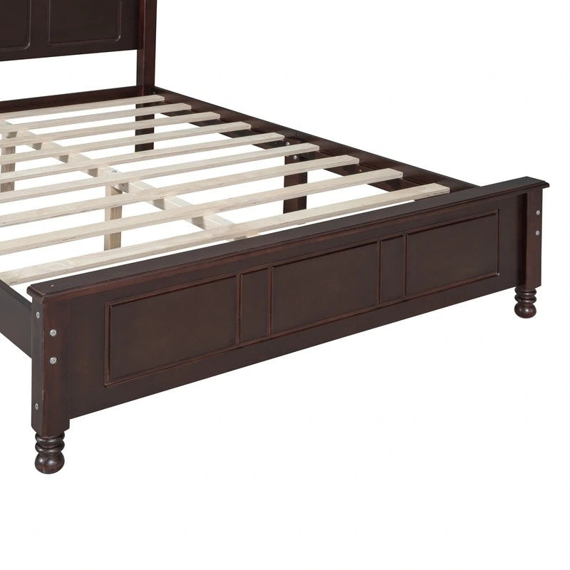Ensemble de lit plateforme en bois au design rétro Queen/Full avec 2 tables de chevet, 3 pièces