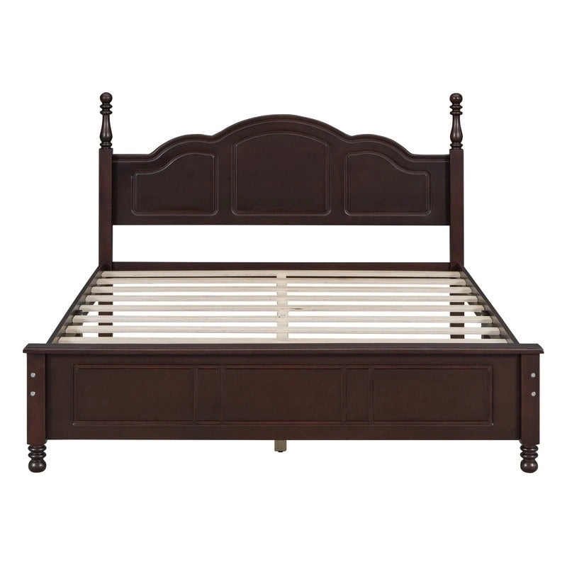 Ensemble de lit plateforme en bois au design rétro Queen/Full avec 2 tables de chevet, 3 pièces
