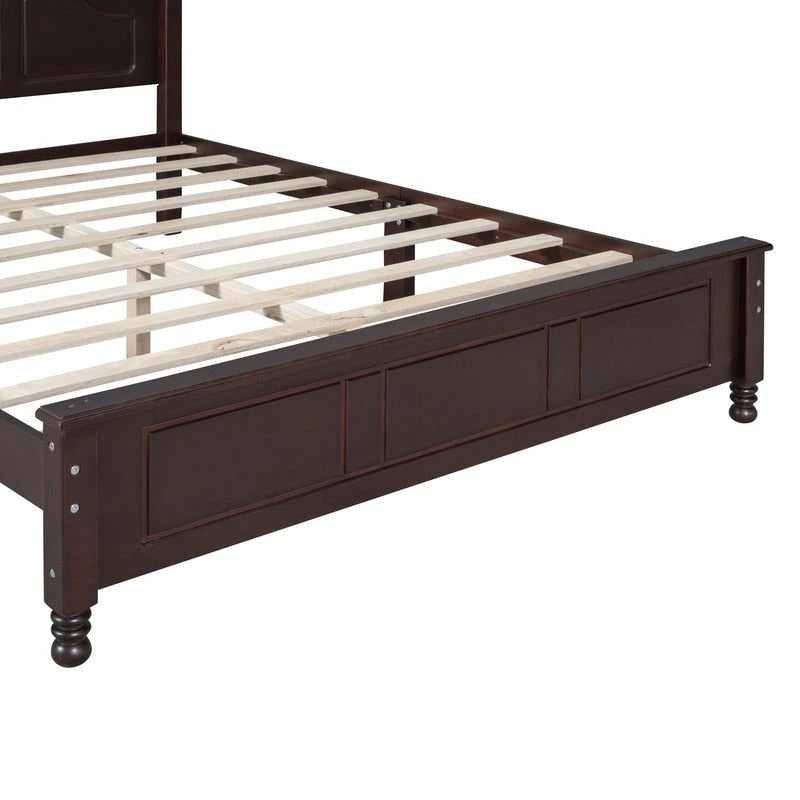 Ensemble de lit plateforme en bois au design rétro Queen/Full avec 2 tables de chevet, 3 pièces