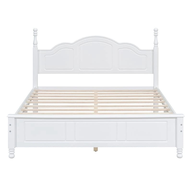 Ensemble de lit plateforme en bois au design rétro Queen/Full avec 2 tables de chevet, 3 pièces