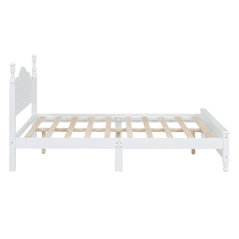 Ensemble de lit plateforme en bois au design rétro Queen/Full avec 2 tables de chevet, 3 pièces
