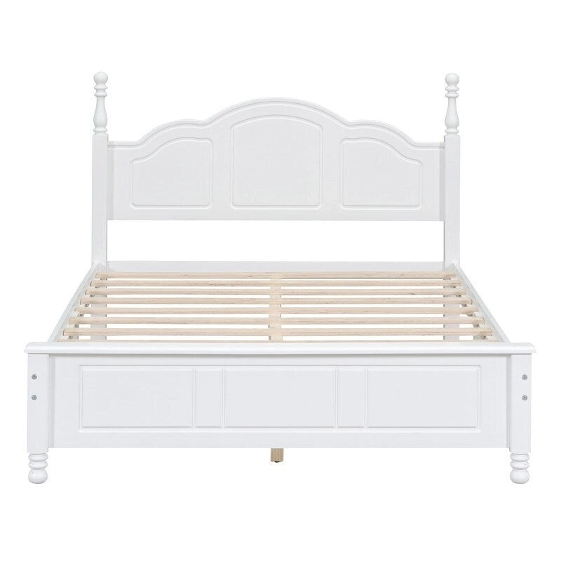 Ensemble de lit plateforme en bois au design rétro Queen/Full avec 2 tables de chevet, 3 pièces