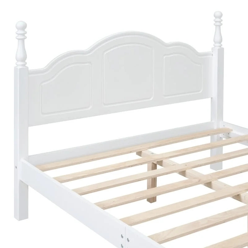Ensemble de lit plateforme en bois au design rétro Queen/Full avec 2 tables de chevet, 3 pièces