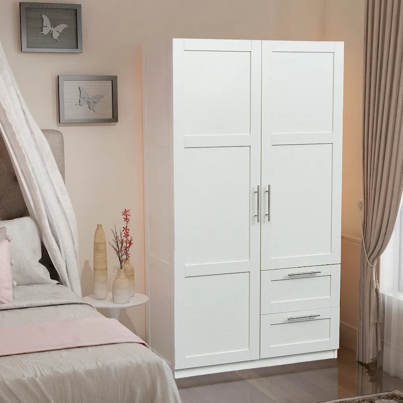Armoire haute 70.87H avec 2 portes, 2 tiroirs et 5 espaces de rangement