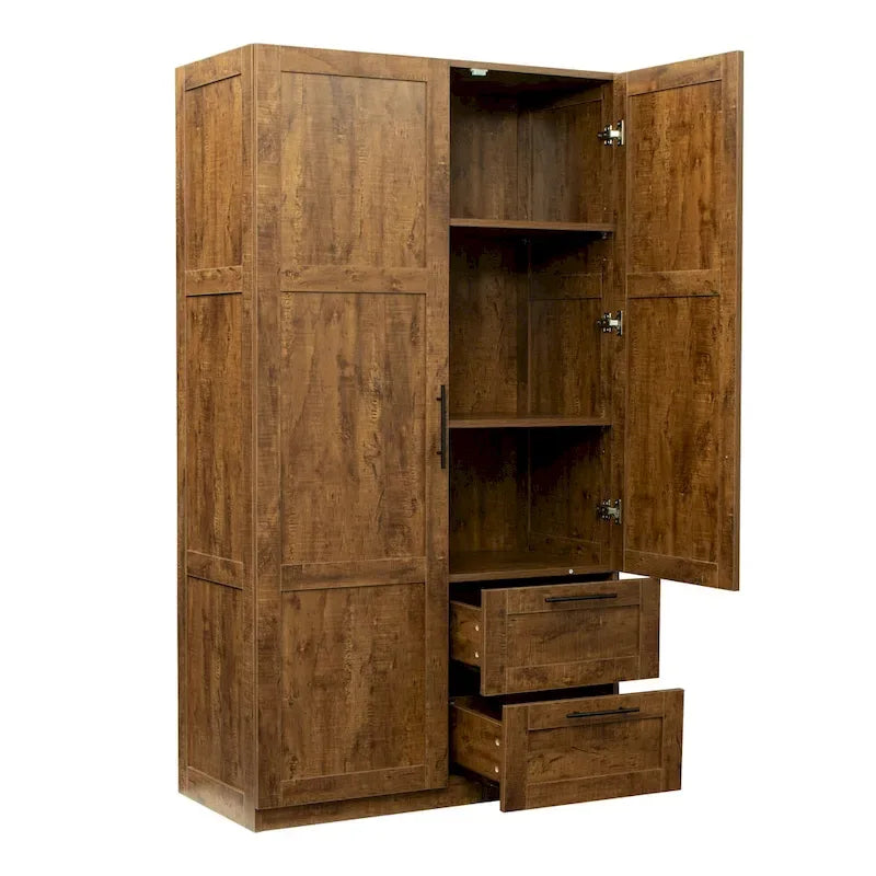 Armoire haute 70.87H avec 2 portes, 2 tiroirs et 5 espaces de rangement