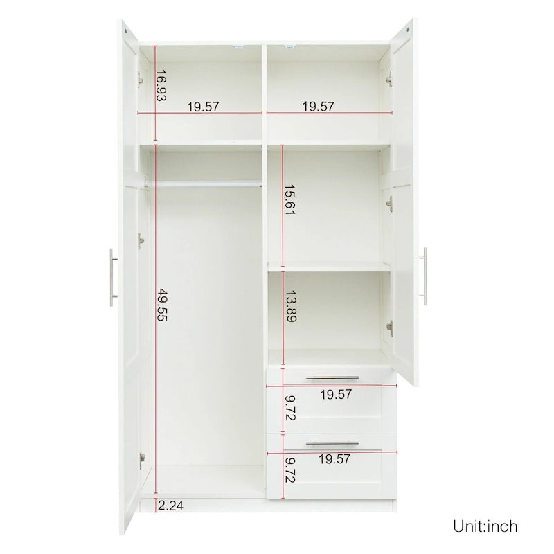 Armoire haute 70.87H avec 2 portes, 2 tiroirs et 5 espaces de rangement