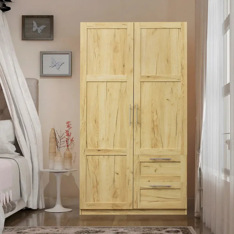 Armoire haute 70.87H avec 2 portes, 2 tiroirs et 5 espaces de rangement