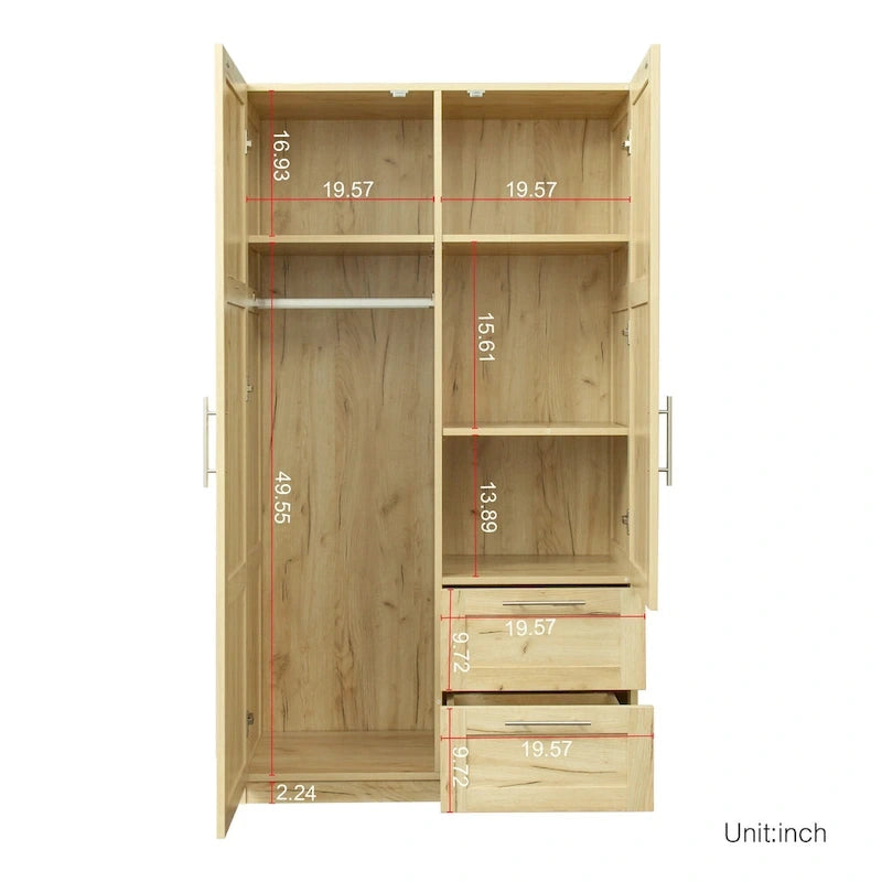 Armoire haute 70.87H avec 2 portes, 2 tiroirs et 5 espaces de rangement