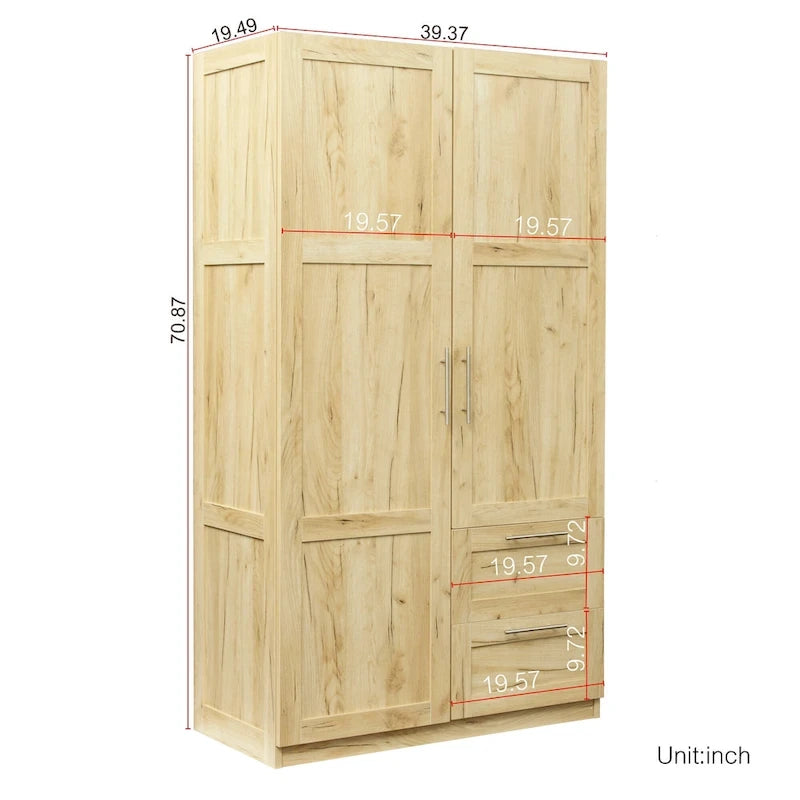 Armoire haute 70.87H avec 2 portes, 2 tiroirs et 5 espaces de rangement