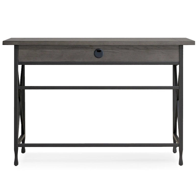 Bureau d'écriture/ordinateur en métal et bois gris 1 tiroir