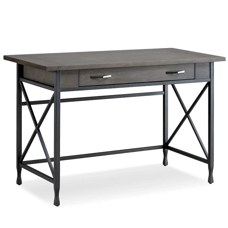 Bureau d'écriture/ordinateur en métal et bois gris 1 tiroir