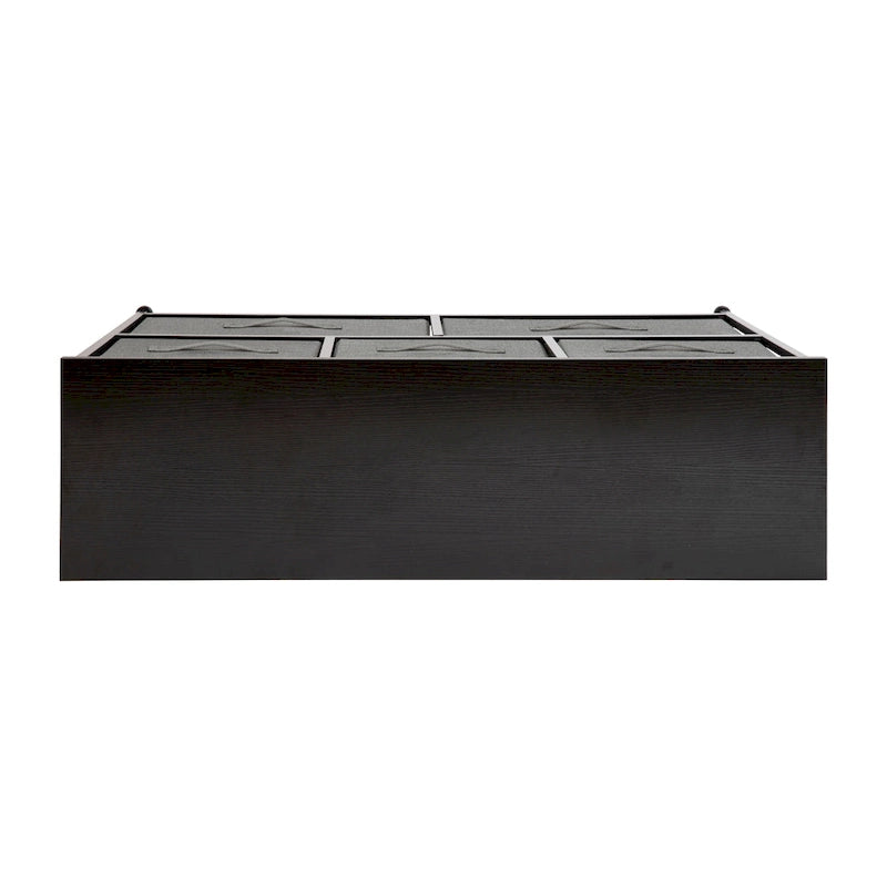 Commode de rangement à 5 tiroirs avec plateau en bois et tiroirs en tissu foncé