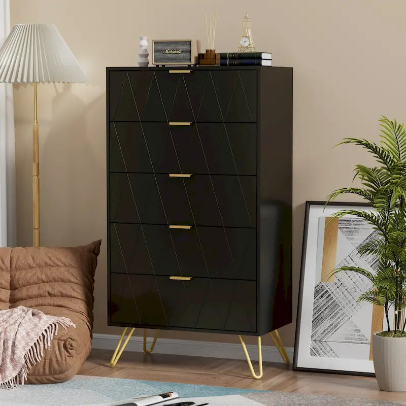Commode de rangement à 5 tiroirs pour chambre à coucher
