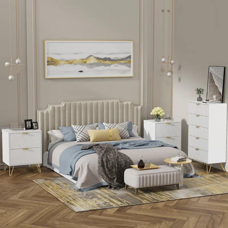 Commode de rangement à 5 tiroirs pour chambre à coucher